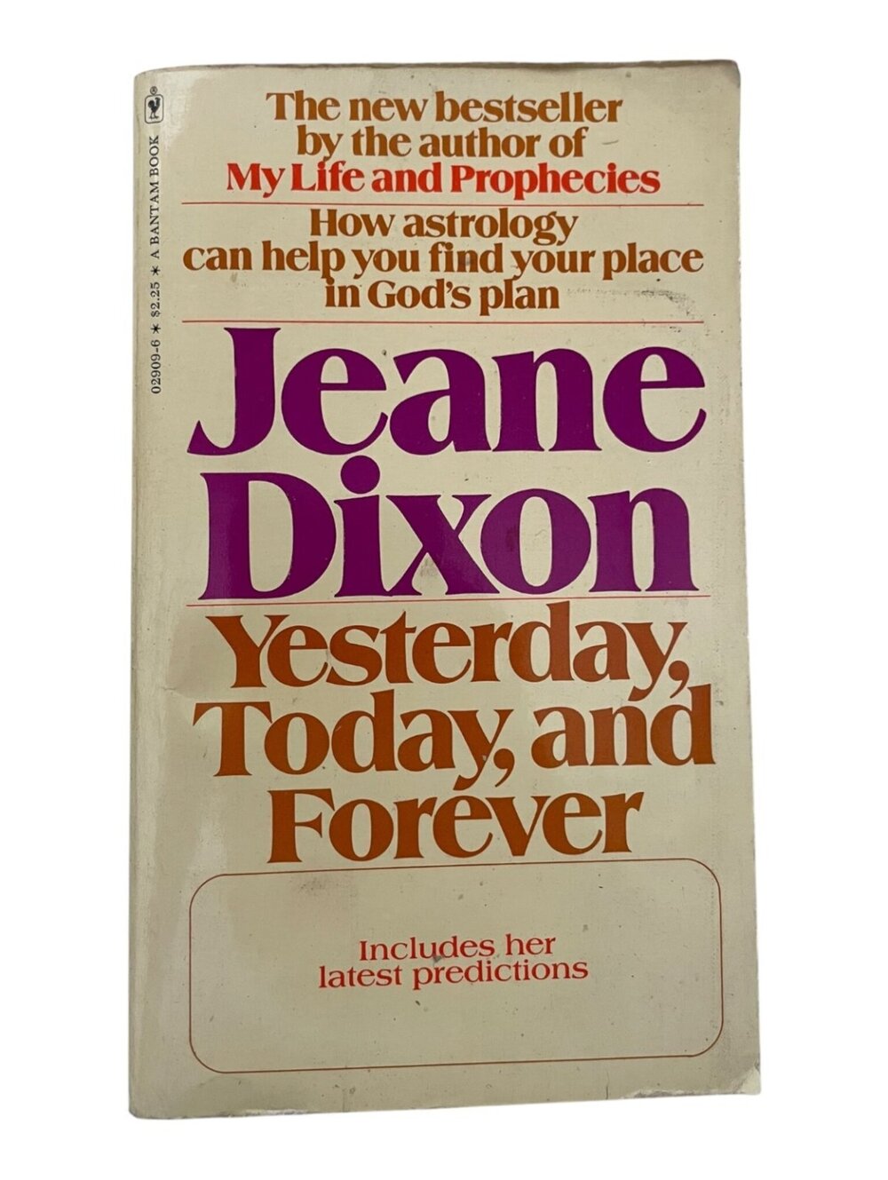 Jeane Dixon Yesterday, Today, and Forever Bantam Book Astrology Prophecy 1977 PB
